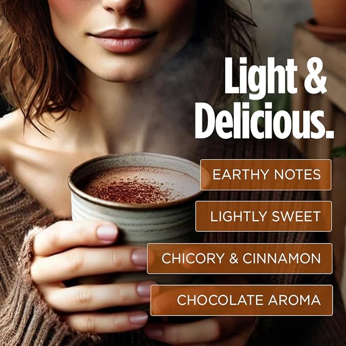 VitaCup Mushroom Coffee Alternative Instant Drink Mix | Mushroom Based Coffee Substitute for Natural Energy & Focus | Lion’s Mane, Yerba Mate, & Chaga | Cacao, Cinnamon, & B Vitamins | 30 Servings