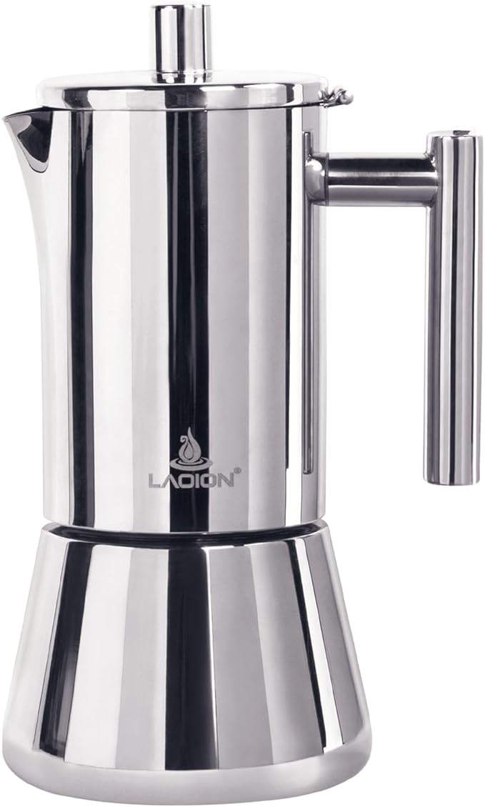 Stovetop Espresso Maker, 12Cup 17.5 oz Moka Pot, Stainless Steel Cuban and Italian Coffee Maker for Cafetera Cubana, Greca De Cafe Induction Stovetop Compatible, Coffee Gift for Home Travel