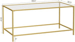 Load image into Gallery viewer, Glass Coffee Table, Modern Rectangular Coffee Table for Living Room, Minimalist Center Tea Table with Sturdy Metal Frame for Apartment, Office, Easy Assembly, 39.4 x 19.7 x 17.7 Inches, Golden