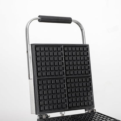 Commercial Waffle Maker, 4pcs Rectangle Waffle Iron, Non-Stick Industrial Belgian Waffle Maker Stainless Steel 110V Temp and Time Control, Suitable for Restaurant Bakeries Snack Bar Family