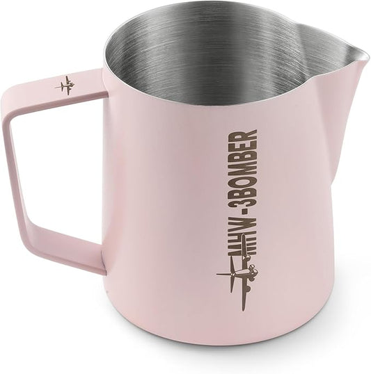 MHW-3BOMBER Milk Frothing Pitcher 16.9oz/500ml Espresso Steaming Pitcher Stainless Steel Frothing Cup Capuccino Latte Art Pitcher, Pink P5017-OS