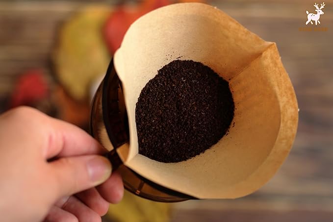 100 Count #4 Cone Coffee Filters 8-12 Cup, Natural Unbleached Paper, for Pour Over and Drip Coffee Maker