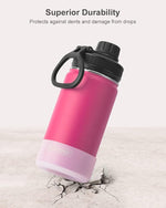 Load image into Gallery viewer, Koodee Small 12 oz Stainless Steel Vacuum Insulated Wide Mouth Water Flask with Leakproof Spout Lid, Reusable BPA Free Bottle (Rose Red)