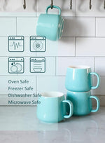 Load image into Gallery viewer, Teocera Ceramic Coffee Mug Set of 4-12 oz Coffee Mugs with Large Handles for Hot or Cold Drinks Like Latte, Cocoa, Tea or Juice - Smooth Ceramic, Dishwasher Safe, Turquoise