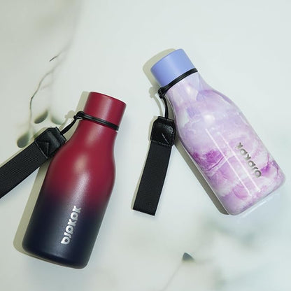 BJPKPK Insulated Water Bottles, 12oz Stainless Steel Metal Water Bottle with Strap, BPA Free Leak Proof Jugs, Mugs, Flasks, Reusable Thermal Flasks for Sports & Travel, Sea