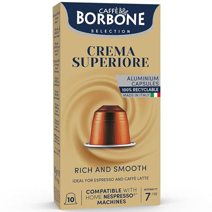 Caffe Borbone Aluminum Coffee Pods, Compatible with Nespresso Original Machines, Crema Superiore, Medium Roast, Creamy and Smooth, Genuine Italian Coffee - NOT compatible with Vertuo - 100 Count