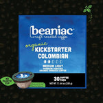 Load image into Gallery viewer, beaniac Organic Kickstarter Colombian, Medium Light Roast, Single Serve Compostable K Cup Coffee Pods, Organic Arabica Coffee, Keurig Brewer Compatible, 30 Count