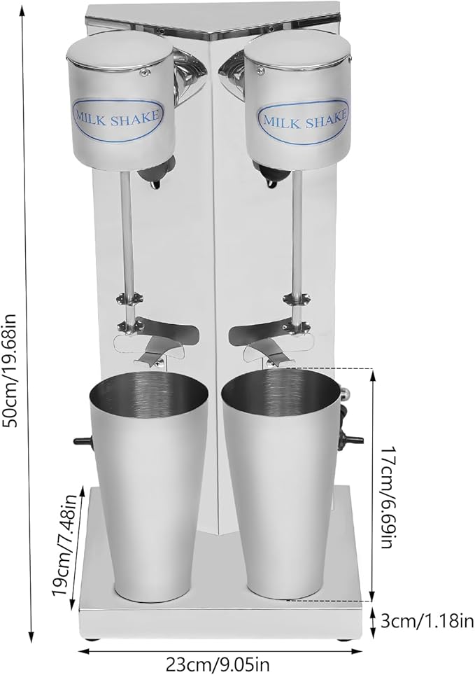 Electric Milkshake Maker Machine, 180W 2-Speed Double Head Milk Shake Mixer Machine with 27oz Stainless Steel Mixing Cup, Commercial Milkshake Blender & Drink Mixer for Home or Business