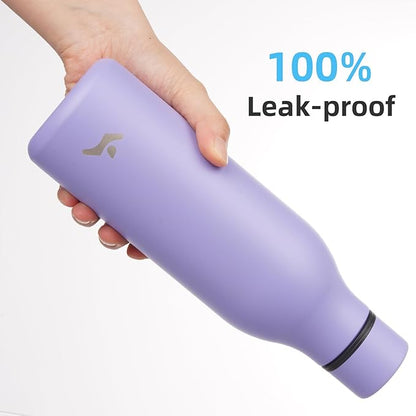 Insulated Water Bottle with Strap,18 oz Double Wall Stainless Steel Vacuum Bottles Metal Water Flask,Wisteria