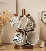 Load image into Gallery viewer, Ceramic Mug 1pcs, 11oz - Vintage Coffee Mug, Pottery Cups for Milk, Latte, Cappuccino, Tea - Porcelain Dishwasher, Microwave Safe Stoneware 1 PCS Olive Black Leave Set of 1