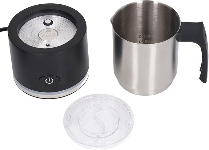 Electric Milk Frother Energy Saving EU Plug 220-240V Compact Stainless Steel Jug Automatic Milk Frother for Home Hot Chocolate (Black)