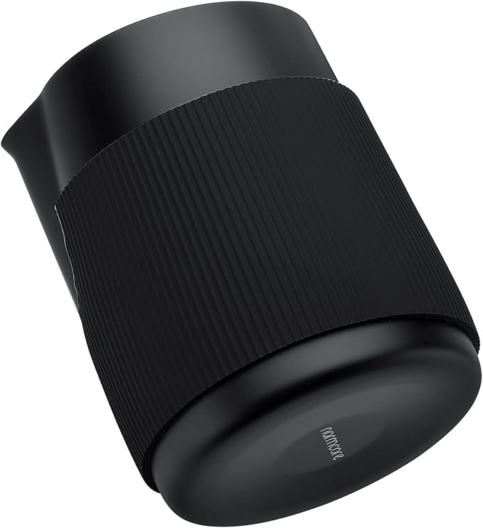 Normcore Handleless Milk Pitcher - Espresso Steaming Pitcher with Round Spout - 18/8 Stainless Steel Milk Frothing Jug, Black Non-Stick - Coffee Latte Frothing Pitcher - 20.3 oz (600 ml)