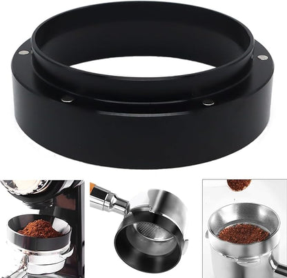 1pc Espresso Dosing Funnel 51/53/58mm Coffee Dosing Ring Aluminum Espresso Distribution Coffee Tool For Home Coffee Bar Shop College Dorm Room Apartment Essential Coffee Accessories (51mm, Black)