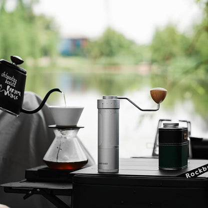 MHW-3BOMBER R3 Manual Coffee Grinder with CNC Stainless Steel Conical Burr and 5 Screen for French Press, Drip, Espresso, External Adjustable, Hand Coffee Bean Grinder with Magnetic Bin, G5934S-OS