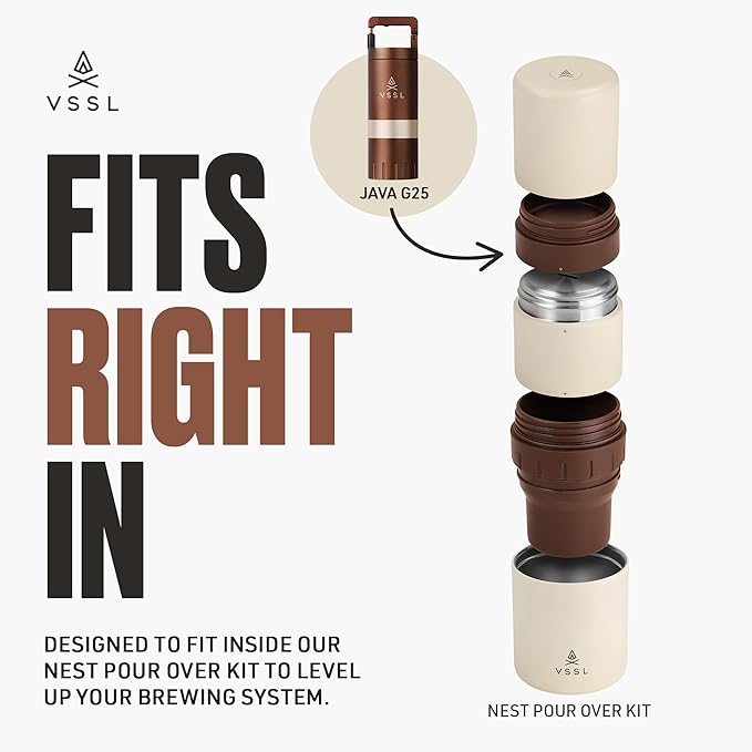 Java G25 Manual Coffee Grinder | Coffee for Camping | Bean Grinder | Travel Pour Over | Stainless Steel Conical Burr | ~ 25 Gram Capacity | Extendable Grind Handle | 50 Grind Settings | Bronze