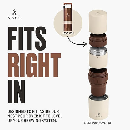 Java G25 Manual Coffee Grinder | Coffee for Camping | Bean Grinder | Travel Pour Over | Stainless Steel Conical Burr | ~ 25 Gram Capacity | Extendable Grind Handle | 50 Grind Settings | Bronze