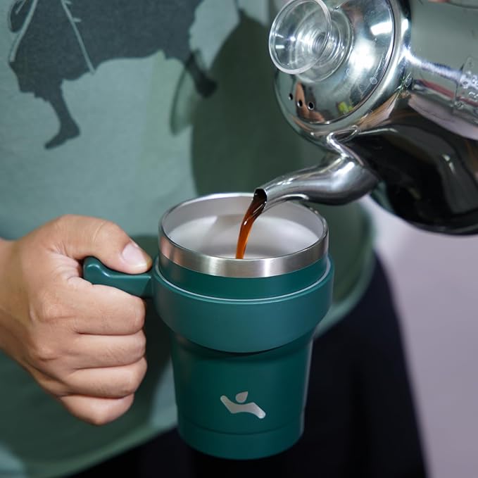 10 oz Tumbler with Handle and 2 Straw 2 Lid, Insulated Water Bottle Stainless Steel Vacuum Cup Reusable Travel Mug,Army Green