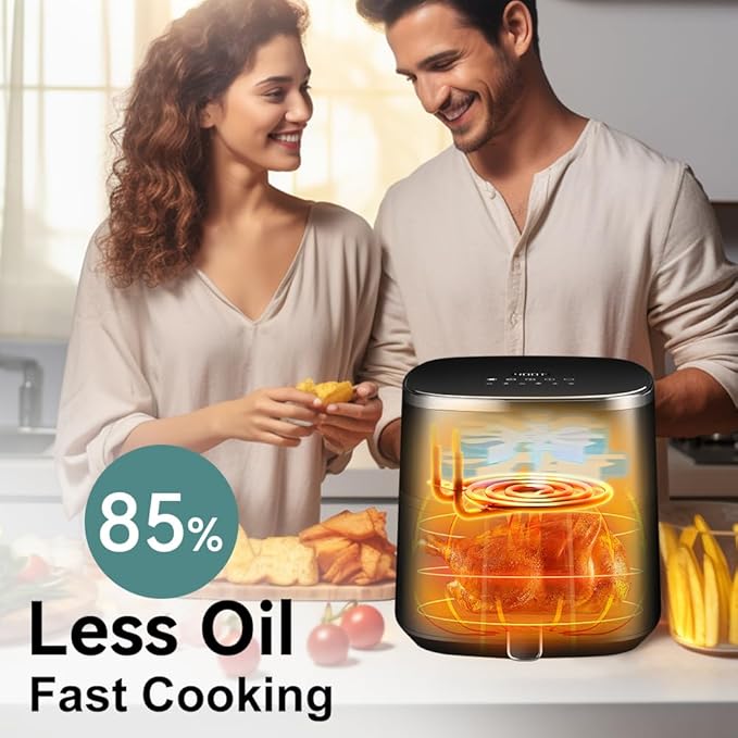 ASZ Digital Air Fryer 6 qt with Window Up - Big Airfryer 6 Presets Preheat Airfry Reheat Bake Roist Broil 400°F Airfrier 85% Oil Less,Nonstick Dishwasher-Safe Parts, Automatic Shutoff