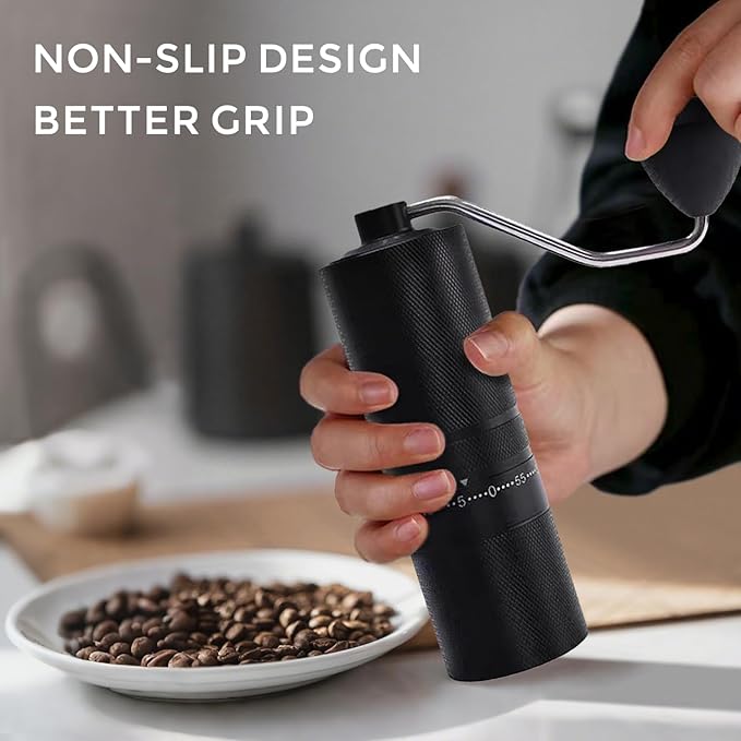 Manual Coffee Grinder with 60 Adjustable Speed Coarse, Portable Hand Coffee Bean Mill with Double Bearing Positioning, Manual Grinder for Travel Camping Office Espresso Pour Over