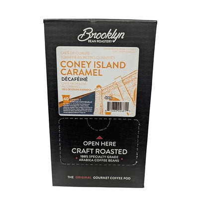 Brooklyn Beans Coffee Pods, Coney Island Caramel Decaf - Compatible with Keurig K Cup Brewers Including 2.0 Machines, 40 Count, Creamy Caramel Flavor