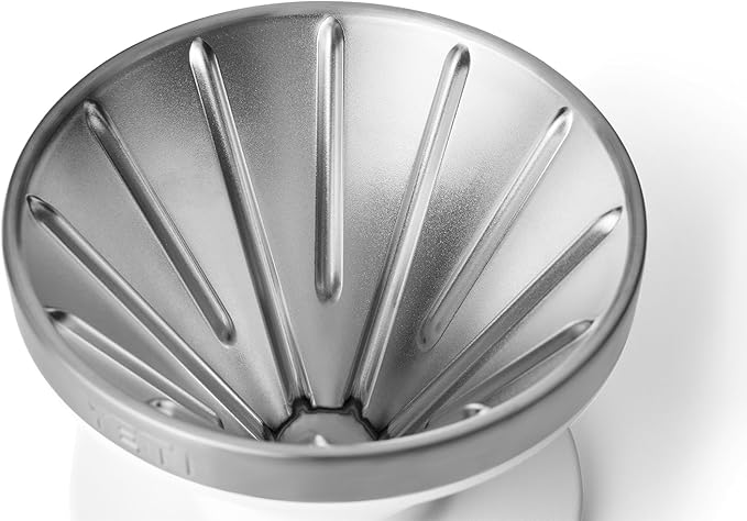 YETI Pour Over Coffee Maker Accessory Ramblers, Designed for Perfect Coffee Extraction Anywhere, Stainless Steel, fits any V60 Filter, White