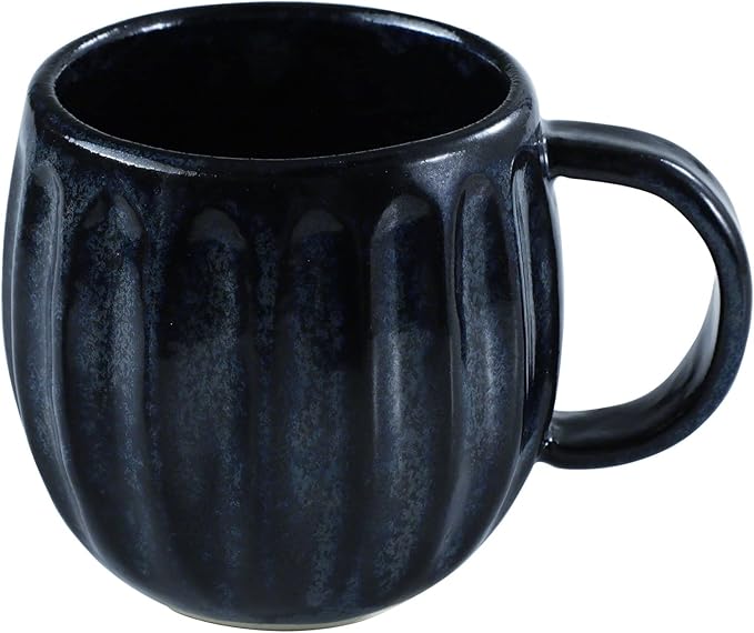 Asayu Japan Ceramic Coffee Pour Over Maker Set in Dark Navy Blue, Slow Brewing Paper Filter Holder and Dripper with 3 Holes for Coffee and Tea - Accessory Ceramic Mug