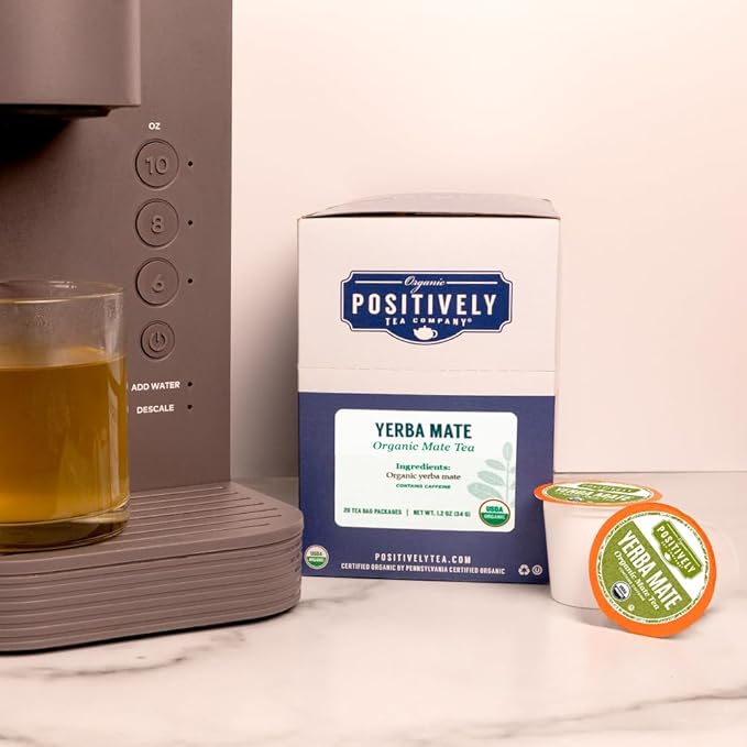 Organic Positively Tea Company, Yerba Mate Tea (Unsmoked), K-Cup Compatible, 24 Pods