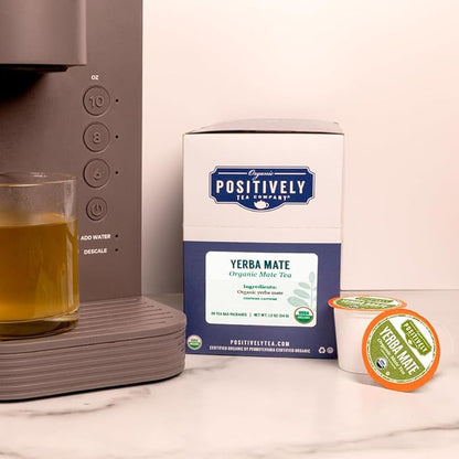 Organic Positively Tea Company, Yerba Mate Tea (Unsmoked), K-Cup Compatible, 96 Pods