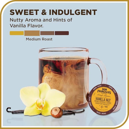 Don Francisco's Vanilla Nut Flavored Coffee - 24 K-Cup Compatible Single-Serve Pods - 100% Arabica, Smooth, Rich Flavor and Nutty Notes - Compatible with Keurig Brewers