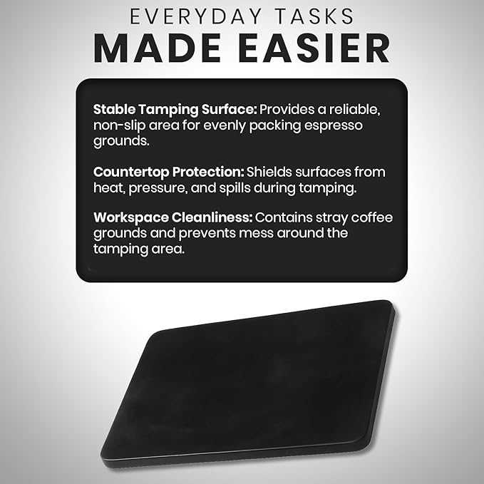 Rattleware Premium Tamping Mat - Non-Slip Espresso Packing Surface, Heatproof, Durable Rubber, Protects Countertops, Kitchen & Coffee Bar Essential, Suitable for Home & Commercial Use (8" x 6")