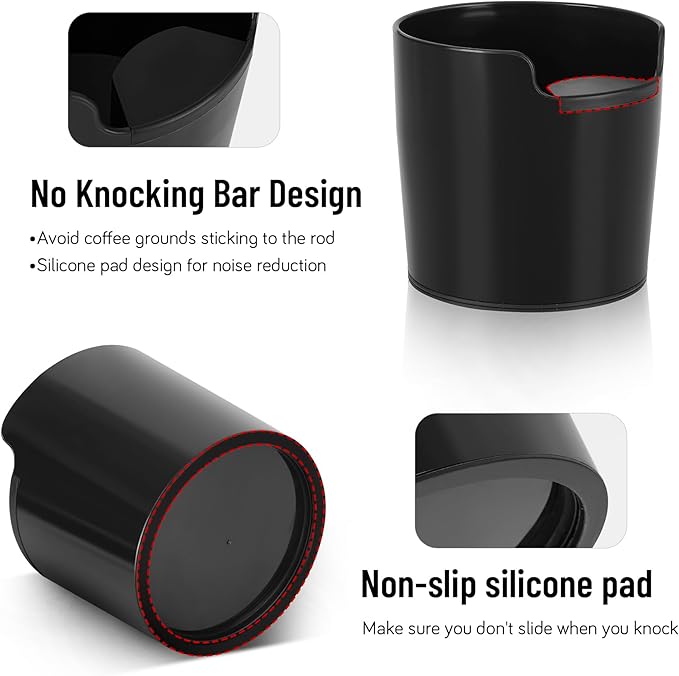 RECAPS Coffee Knock Box for Espresso Coffee Grounds Espresso Knock Box Shock-absorbent and Anti-Slip Base Epsresso Accessories with No Knocking Bar Design