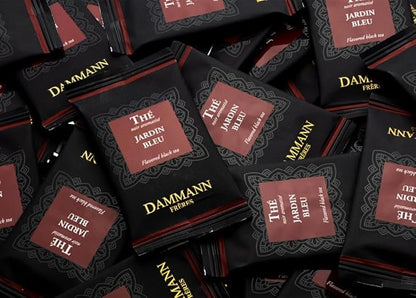 Dammann Freres Sachets, Jardin Bleu Tea Bags, Premium Gourmet French Black Tea, Blend Strawberry, Rhubarb Flavors, Individually Wrapped, 24 Count (Single Pack)