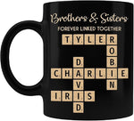 Load image into Gallery viewer, Family Puzzle Mug - Brothers &amp; Sisters Forever Linked Together - Personalized For Family, Sister, Brother, Siblings - Scrabble Coffee Mug - Gifts For Christmas, Birthday, Anniversary