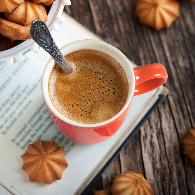 homEdge Mini Porcelain Espresso Cup, 4 Ounces / 120 ml Tiny Ceramic Coffee Mugs Demitasse for Espresso, Tea- Set of 6, Orange