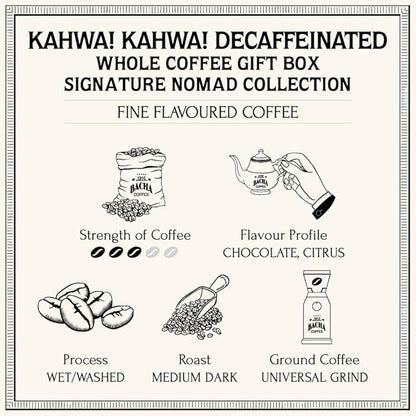 Bacha Coffee | Kahwa! Kahwa! Fine Flavoured Signature Nomad Collection, 100% Arabica Specialty Coffee, Whole Beans, Medium Dark Roast, 250g