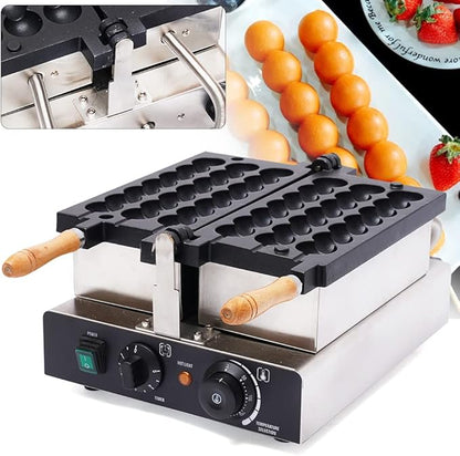 Mini Dutch Cone Pancake Ball Waffle Pancake Maker, Non-stick Stainless Steel Waffle Pancake Maker for Home Kitchen,Pancake Maker with Adjustable Thermostats Timers 110v 50-300℃