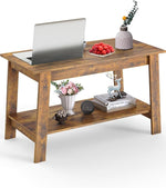 Load image into Gallery viewer, 31.5 Inch Coffee Table with 2-Tier Storage – Modern Industrial Farmhouse Coffee Table for Living Room, Compact Durable MDF &amp; Particle Board, Easy Assembly, Black Center Table for Living Room or Office