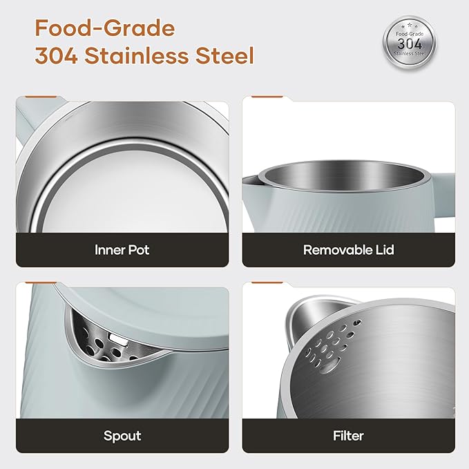 OLEGA Electric Kettle - 1500W Electric Tea Kettle 1.8L Stainless Steel Inner Electric Kettles for Boiling Water Auto Shut Off Boil-Dry Protection Electric Water Kettle for Coffee Tea Blue