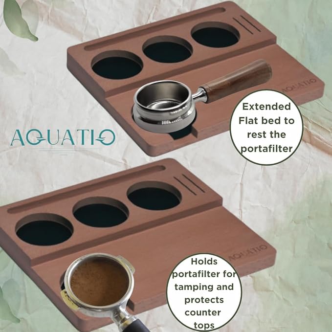 51-58 mm Wide Espresso Tamping Mat - Wooden Coffee Tamping Station - Espresso Accessories for Baristas