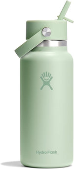 Load image into Gallery viewer, Hydro Flask Water Bottle - Insulated Stainless Steel - Wide Mouth Flex Straw Lid, Non Spill, Leakproof and Refillable in 32 Oz Aloe Green