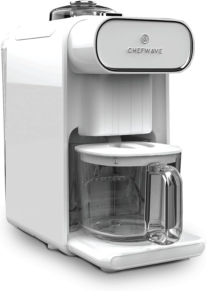 ChefWave Milkmade Non-Dairy Milk Maker – 6-in-1 Plant-Based Milk Machine for Almond, Oat, Soy, Cashew, Coconut & Macadamia – No Soaking, Auto-Clean, Delay Start, Glass Pitcher – White