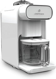 ChefWave Milkmade Non-Dairy Milk Maker – 6-in-1 Plant-Based Milk Machine for Almond, Oat, Soy, Cashew, Coconut & Macadamia – No Soaking, Auto-Clean, Delay Start, Glass Pitcher – White