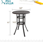 Load image into Gallery viewer, PHI VILLA 32" Cast Aluminum Patio Bar Table, 41" Height High Top Outdoor Table, Pub Height Bistro Round Table for Paito Lawn Garden, Brown