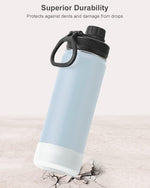 Load image into Gallery viewer, koodee Insulated Water Bottle, 22 oz Stainless Steel Double Wall Vacuum Wide Mouth Sport Bottle with Leakproof Spout Lid （Bby Blue）