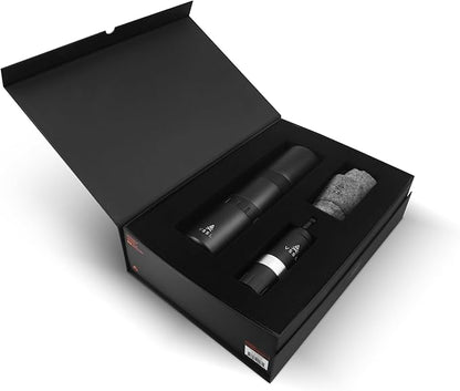 Nest Pour Over Coffee Kit + Java G25 Grinder Gift Set, Contains Two 10 Oz Mugs, Splash Proof Lid, Pour Over Coffee Dripper, Java G25 Grinder and Storage Connector, Black