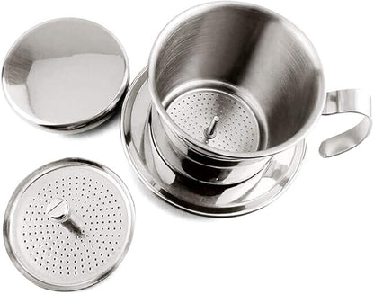 TOPINCN Vietnamese Coffee Drip Filter, Stainless Steel Pour Over Coffee Maker, Portable Coffee Drip Brewer for Home, Office, Travel (Silver)