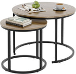 Load image into Gallery viewer, aboxoo Coffee Table Nesting Side Round Table Set of 2 End Table with Sturdy Metal Frame for Living Room Bedroom Apartment Modern Industrial Simple Nightstand,Oak