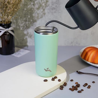 Tumbler with Lid, 16 oz Travel Coffee Mug Double Wall Vacuum Stainless Steel Thermal Metal Cup Insulated Water Bottle,Macaron Green
