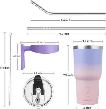 BJPKPK 30 oz Tumbler With Handle And Straw Stainless Steel Travel Mug Insulated Tumbler Cups With Lids,Pastel Sunset