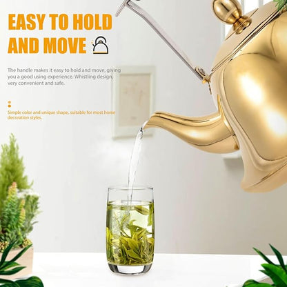 ERINGOGO 2L Whistling Tea Kettle Stovetop, Stainless Steel Teapot Water Kettle with Removable Tea Infuser, Mirror Polished Retro Tea Maker for Gas, Induction